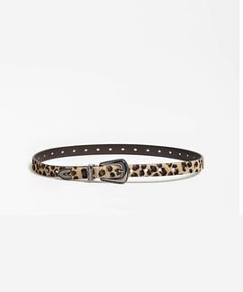 BLENDA LEATHER BELT REAL LEOPARD BEIGE