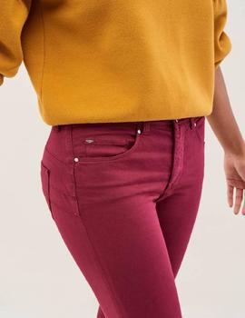 PANTALÓN VAQUERO SECRET SKINNY FIT HIGH RISE PUSH IN GRANATE