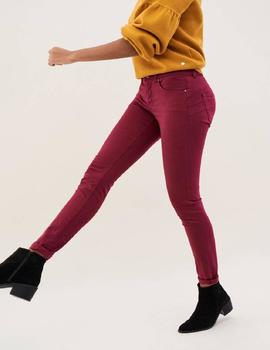 PANTALÓN VAQUERO SECRET SKINNY FIT HIGH RISE PUSH IN GRANATE