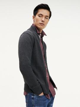CHUNKY COTTON ZIP THROUGH CHARCOAL HEATHER