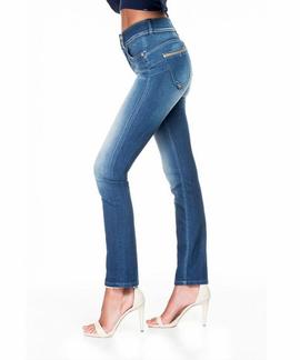 PANTALÓN VAQUERO SECRET SLIM HIGH RISE CON RIBETE DE ECOPIEL