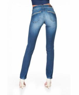 PANTALÓN VAQUERO SECRET SLIM HIGH RISE CON RIBETE DE ECOPIEL