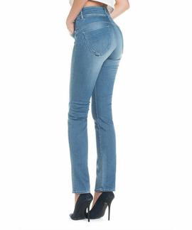 PANTALÓN VAQUERO SECRET SLIM HIGH RISE CLEAN WASH DENIM AZUL