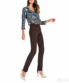 PANTALÓN VAQUERO SECRET SLIM HIGH RISE PUSH IN MARRON
