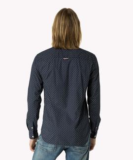 THDM BASIC PRINT STRETCH SHIRT BLACK IRIS