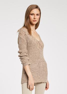 JERSEY CALADO CAMEL CON LUREX
