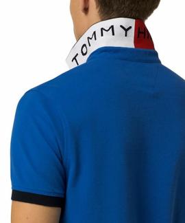 TOMMY JACQUARD SLIM POLO S/S SF NAUTICAL BLUE