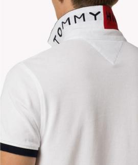 TOMMY JACQUARD SLIM POLO S/S SF OPTICAL WHITE