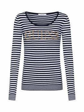 BRIGITTE LS LOGO SWEATER WHITE AND BLUE MINI