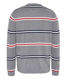 TJM STRUCTURED STRIPE SWEATER DARK GREY HEATHER