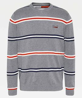 TJM STRUCTURED STRIPE SWEATER DARK GREY HEATHER