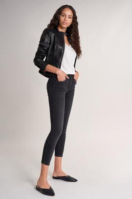 PANTALÓN VAQUERO SECRET CROPPED SKINNY CON RIBETE LATERAL
