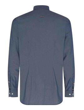 SLIM 4 WAY STRETCH DOBBY SHIRT CARBON NAVY
