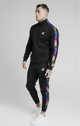 1/4 ZIP FADE RUNNER FUNNEL NECK TRACK TOP BLACK