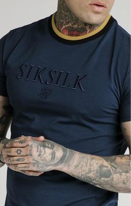 STRAIGHT HEM GYM TEE NAVY - GOLD