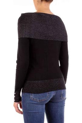 JERSEY DE PUNTO CON CUELLO VUELTO NEGRO METALIZADO