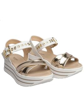 SANDALIA E115710D 415 BEIGE Y PLATINO