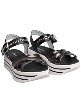 SANDALIA E115710D 101 NEGRO Y PLATA