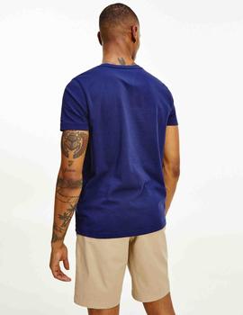 LOGO BOX STRIPE TEE YALE NAVY