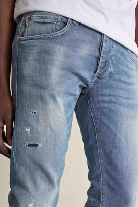 CLASH SKINNY FIT EN DENIM AZUL CON ROTOS Y GATEADO