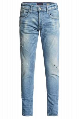 CLASH SKINNY FIT EN DENIM AZUL CON ROTOS Y GATEADO