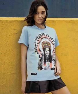 CAMISETA UNISEX PEPA FLORES INDIA CELESTE