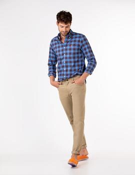 CAMISA TARTAN AZUL, MARRÓN Y NARANJA
