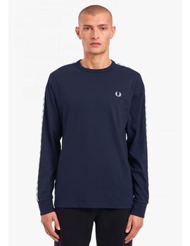CAMISETA MANGA LARGA CON CINTA DEPORTIVA AZUL MARINO