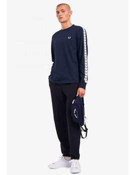 CAMISETA MANGA LARGA CON CINTA DEPORTIVA AZUL MARINO