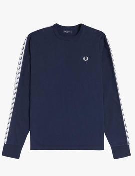 CAMISETA MANGA LARGA CON CINTA DEPORTIVA AZUL MARINO