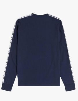 CAMISETA MANGA LARGA CON CINTA DEPORTIVA AZUL MARINO