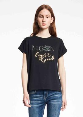 CAMISETA DE MANGA CORTA NEGRA CON BRILLOS