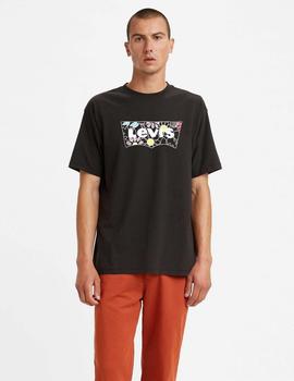 VINTAGE FIT GRAPHIC TEE FLOWER BATWING CAVIAR
