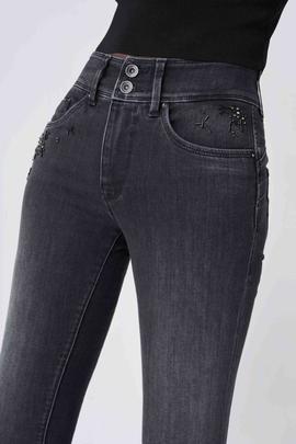PANTALÓN VAQUERO SECRET CROPPED SKINNY  NEGRO DEGRADÉ