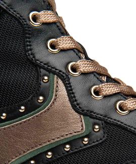 ZAPATILLAS ALTAS DE MUJER EN PIEL Y ANTE NEGRO