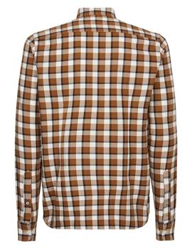 SLIM BRUSHED HEATHER CHECK SHIRT HIGHLAND KHAKI
