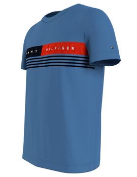 CORP CHEST STRIPE TEE DUSTY INDIGO