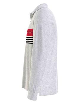 CORP CHEST STRIPE LS REGULAR FIT POLO LIGHT GREY HEATHER