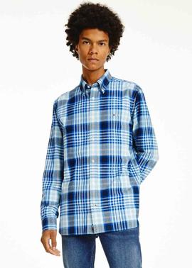 MIDSCALE FLANNEL CHECK SHIRT GREEK ISLE BLUE / MULTI