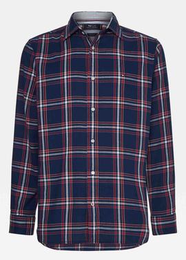 FLEX DOBBY CHECK SHIRT CARBON NAVY / REGATTA RED / MULTI