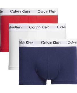 BOXER 3 PACK LOW RISE TRUNK WHITE / RED GINGER / PYRO BLUE