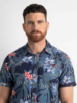 CAMISA MANGA CORTA FLORAL AZUL