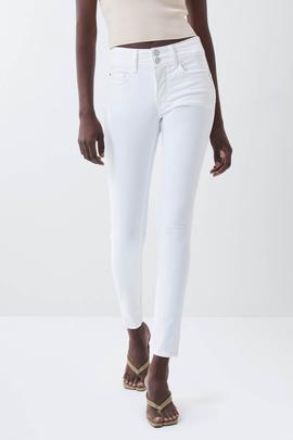 PANTALÓN VAQUERO SECRET SKINNY FIT HIGH RISE PUSH IN BLANCO