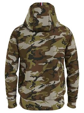 SUDADERA CON CAPUCHA Y ESTAMPADO DE CAMUFLAJE VERDE