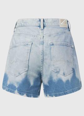 PANTALÓN CORTO VAQUERO RACHEL TIE DYE EN DENIM AZUL