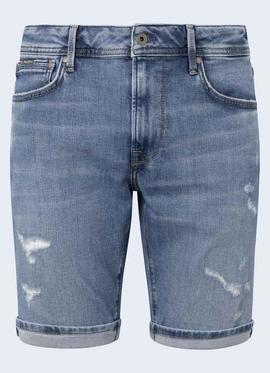 BERMUDA VAQUERA STANLEY SHORT CON ROTOS Y GATEADOS