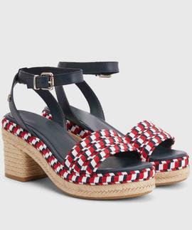 SANDALIAS DE TACÓN ANCHO CON TEJIDO TRENZADO