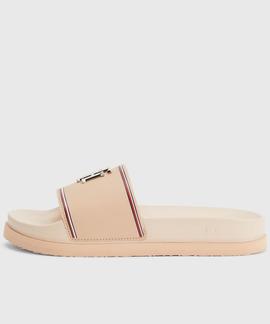 CHANCLAS DE PLATAFORMA CON MONOGRAMA TH BEIGE