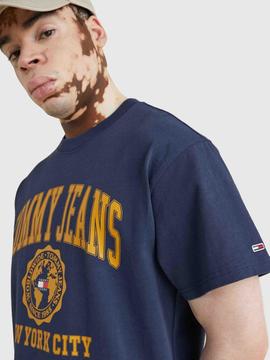 CAMISETA CON LOGO UNIVERSITARIO AZUL MARINO