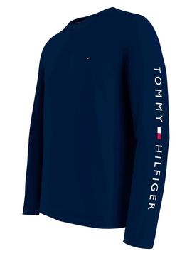 CAMISETA SLIM FIT DE MANGA LARGA CON LOGO AZUL MARINO